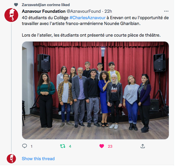 Aznavour fondation : les étudiants avec Nouné Gharibian