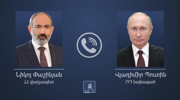 Entretien téléphonique entre le Premier ministre arménien Nikol Pachinian et le Président russe Vladimir Poutine