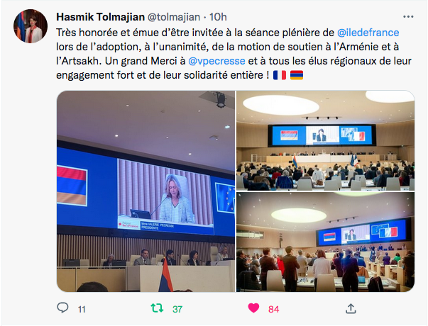 Hasmik Tolmajian : Merci à Valérie Pécresse et aux élus d&rsquo;Île-de-France