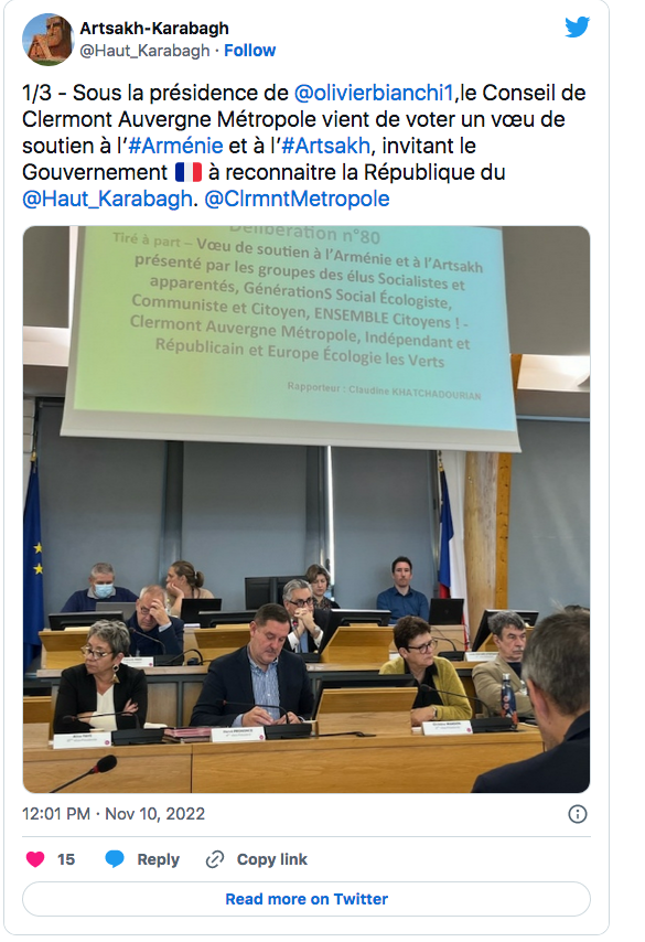 Artsakh-Karabagh : Voeu du conseil de Clermont Métropole