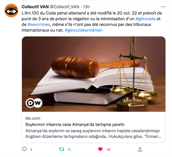 Collectif Van : L&rsquo;Allemagne punit la négation du génocide arménien