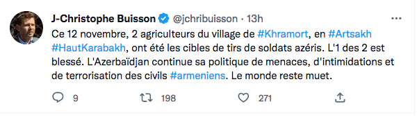 JC Buisson : 2 agriculteurs ciblés le 12/11 par l&rsquo;armée azérie