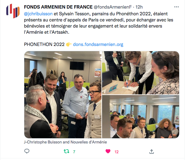 Fonds arménien de France : Buisson et Tesson au centre d&rsquo;appel