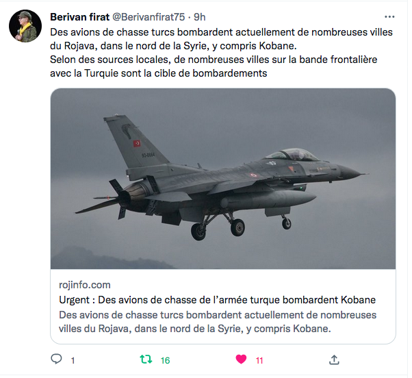 Berivan Firat : bombardements turcs sur Kobané