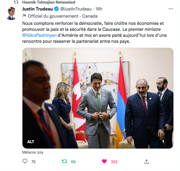 Justin Trudeau : resserer le partenariat stratégique avec l&rsquo;Arménie