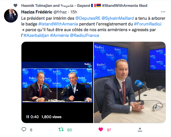 Frédéric Haziza : S.Maillard à aborer « I stand with Armenia »