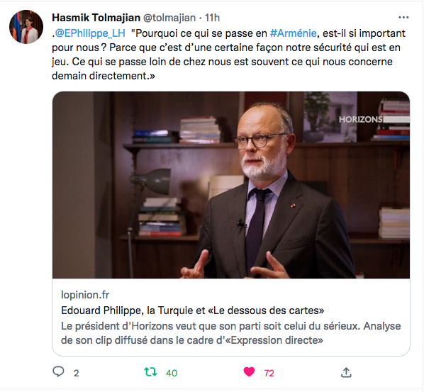 EPhilippe_LH : « Pourquoi ce qui se passe en #Arménie, est-il si important pour nous ? »