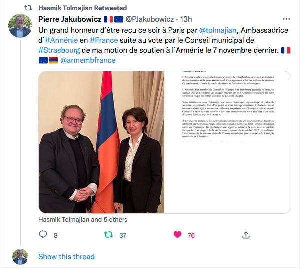 Pierre Jakubowicz : Honneur d&rsquo;être reçu par SE Tolmajian