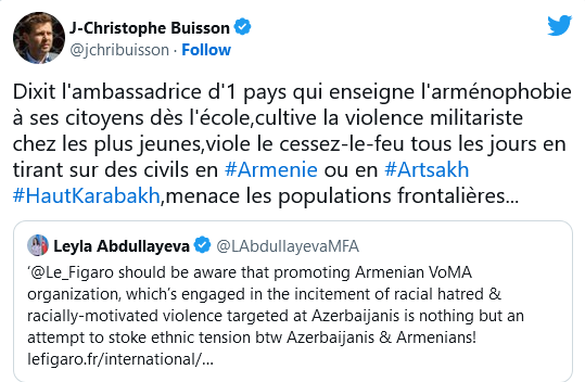 J C Buisson : de qui se moque l&rsquo;ambassadrice d&rsquo;Azerbaidjan en France ?