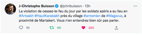 JC Buisson : nouvelle violation azérie du cessez-le-feu