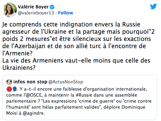 Valérie Boyer interroge sur le 2 poids 2 mesures