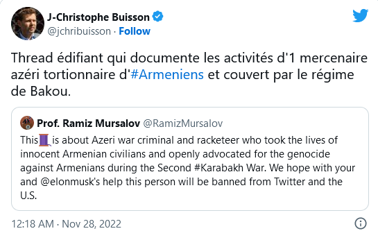 J.C Buisson : un tortionnaire azéri couvert par Bakou
