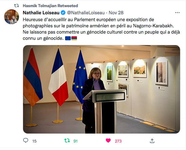 Nathalie Loiseau : expo sur le Karabakh au Parlement européen