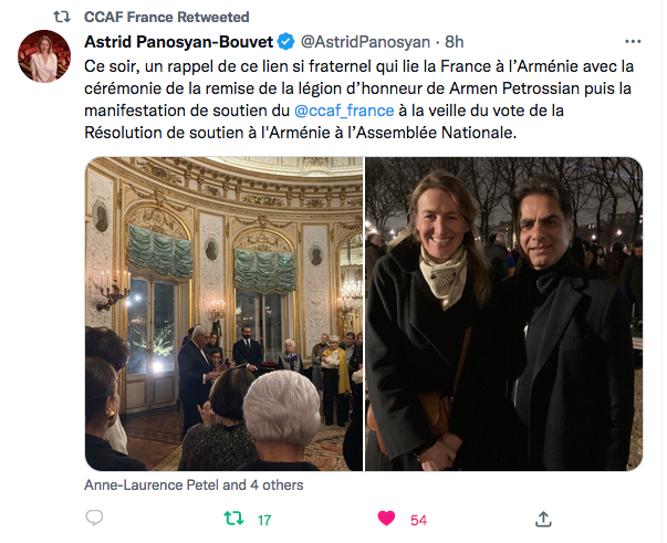 Astrid Panosyan-Bouvet : Légion d&rsquo;honneur d&rsquo;A.Petrossian et CCAF