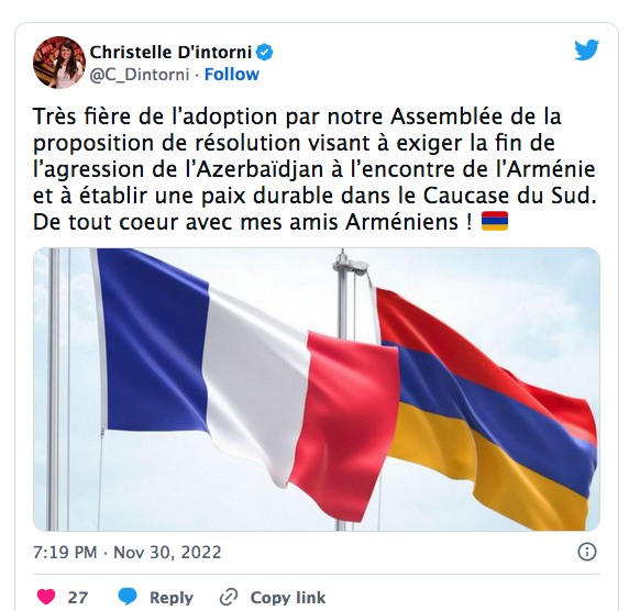 Christelle d&rsquo;Intorni : de tout coeur avec mes amis Arméniens !