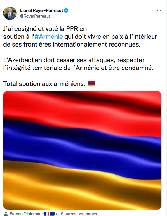 Lionel Royer-Perreaut : L’Azerbaïdjan doit cesser ses attaques