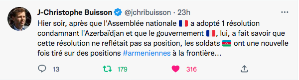 JC Buisson : nouveaux tirs azéris sur les positions arméniennes