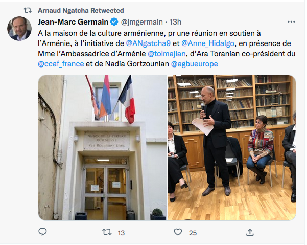Jean-Marc Germain :  réunion de soutien à l&rsquo;Arménie à l&rsquo;initiative d&rsquo;A.Ngatcha