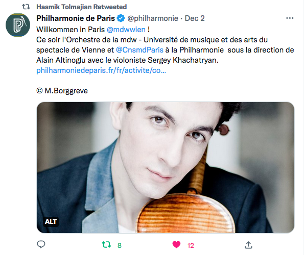 Philarmonie de Paris : Alain Altinoglu avec le violoniste Sergey Khachatryan.