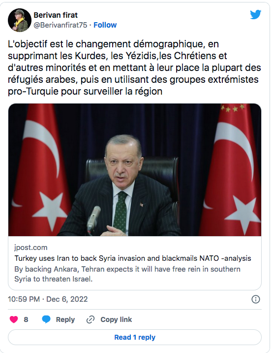 Berivan Firat : Erdogan veut un changement démographique