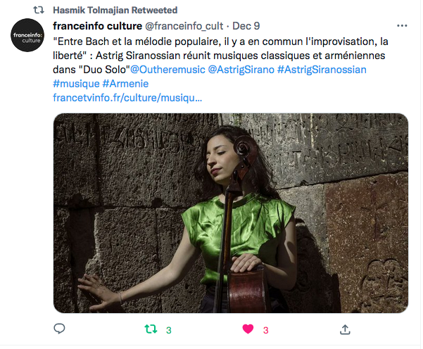 France culture : Astrig Siranossian réunit musiques classiques et arméniennes