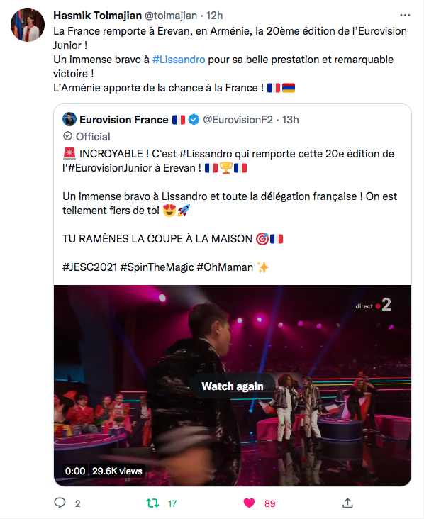 Hasmik Tolmajian : Bravo à Lissandro