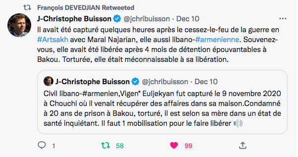 JC Buisson :  Vigen Euljekyan arméno-libanais prisonnier de guerre