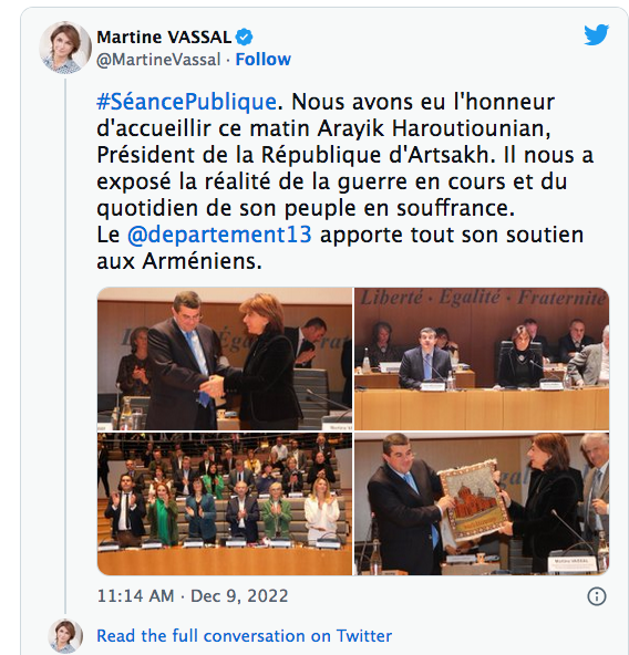 Martine Vassal : nous avons eu l&rsquo;honneur d&rsquo;acueillir Arayik Hroutiounian