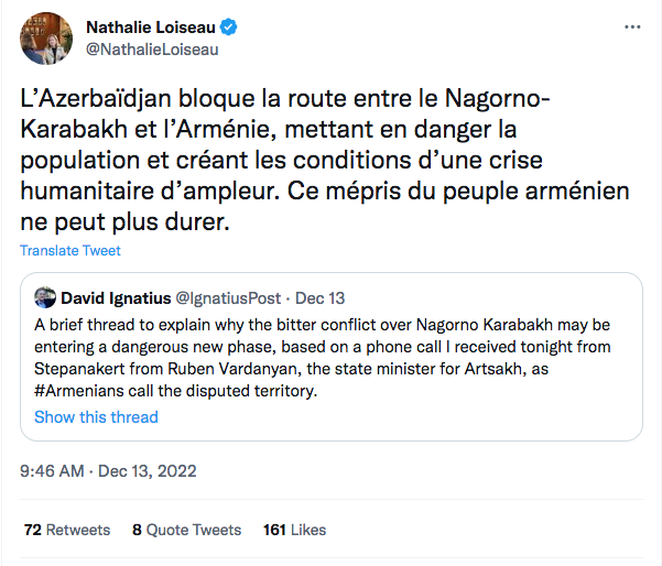 Nathalie Loiseau : Ce mépris du peuple arménien ne peut plus durer