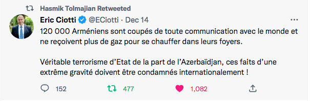 Eric Ciotti : terrorisme d&rsquo;Etat de l&rsquo;Azerbaïdjan