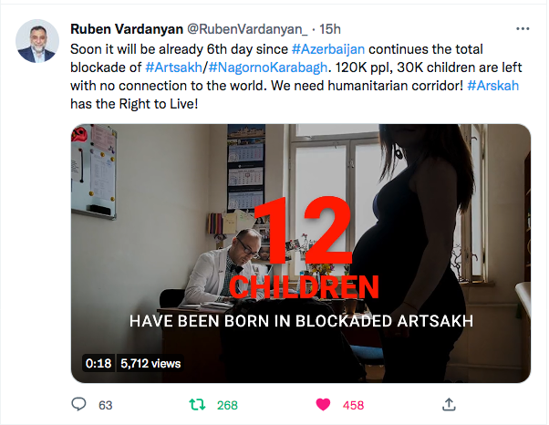 Ruben Vardanyan : besoin d&rsquo;un corridor humanitaire