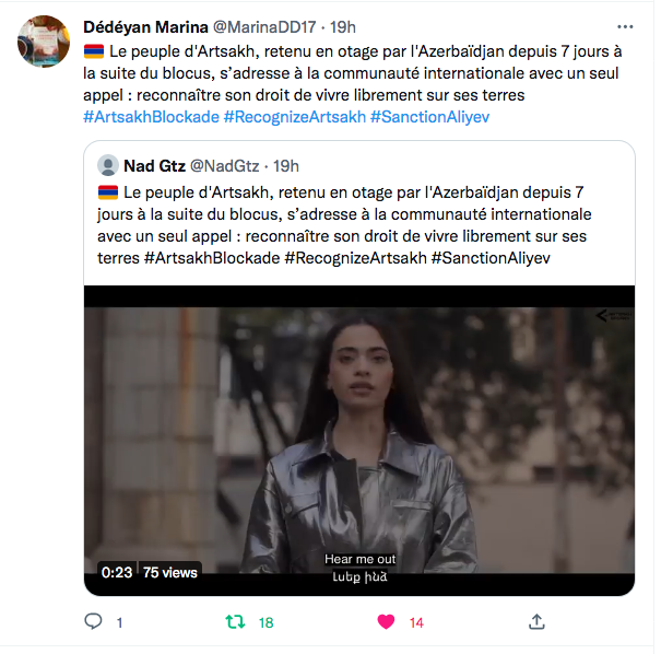 Marina Dedeyan : Le peuple d&rsquo;Artsakh s&rsquo;adresse au monde