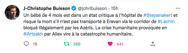 JC Buisson : Un bébé d&rsquo;Artsakh en danger de mort