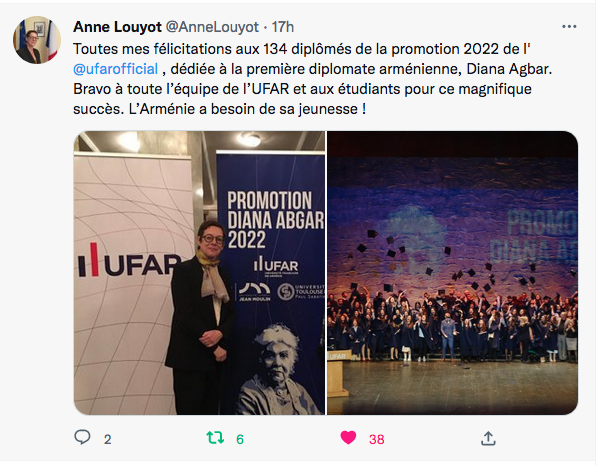 Anne Louyot : Félicitations aux diplomés de l&rsquo;UFAR