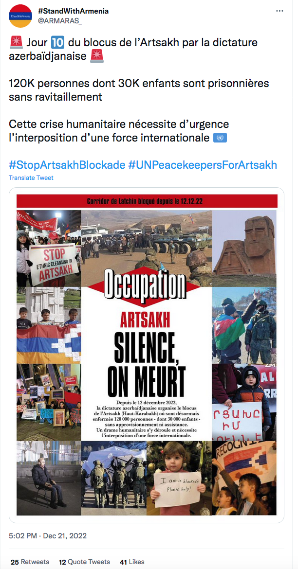 Stand with Armenia : silence on meurt