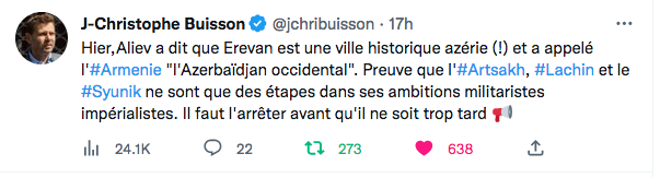 JC Buisson : Arrêter Aliev avant qu&rsquo;il ne soit trop tard