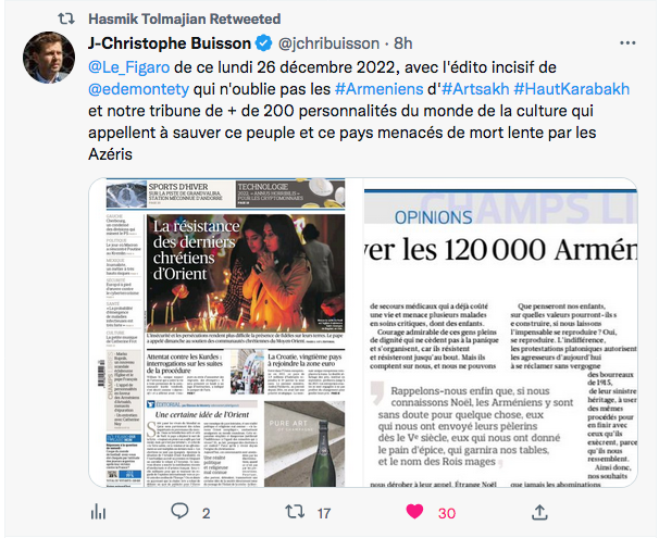 JC Buisson : A lire dans le Figaro du lundi 26 décembre