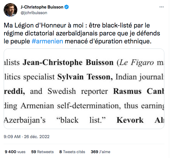 JC Buisson : Blacklisté par l&rsquo;Azerbaïdjan