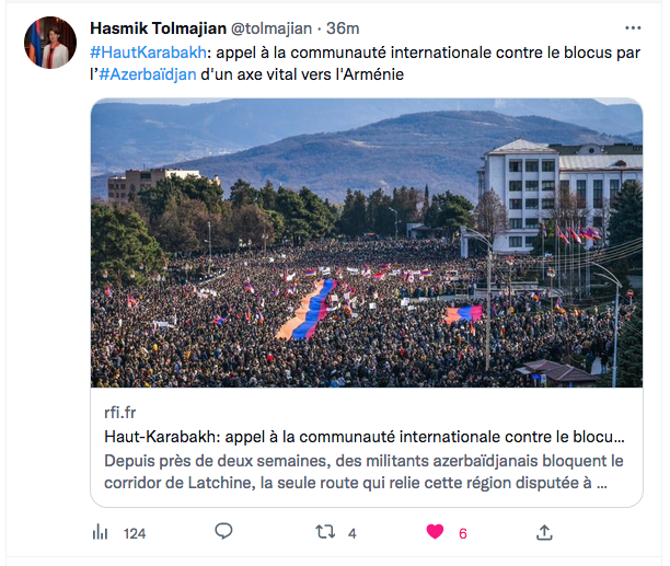 Hasmik Tolmajian : appel à la communauté internationale