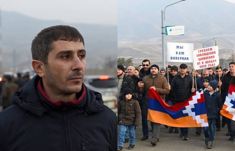 Près de l’aéroport de Stepanakert, Tigran Petrosyan au nom du peuple de l&rsquo;Artsakh a rencontré les représentants des troupes russes de maintien de la paix