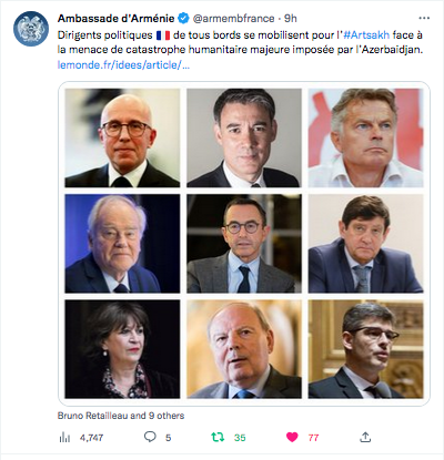 Ambassade d&rsquo;Arménie : dirigeants de tous bords pour l&rsquo;Artsakh
