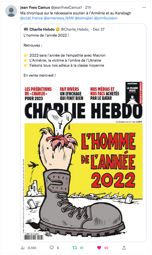 Jean-Yves Camus : Dans Charlie, ma chronique sur le nécessaire soutien à l’Arménie