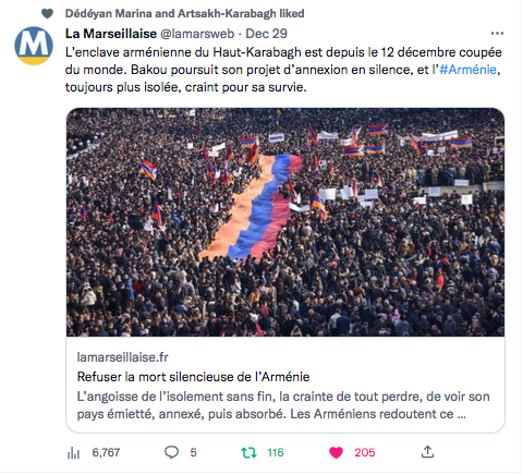 La Marseillaise : la une et une double page sur l&rsquo;Arménie