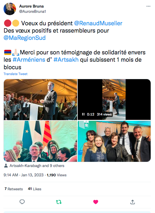 Aurore Bruna : les voeux positifs du président Muselier