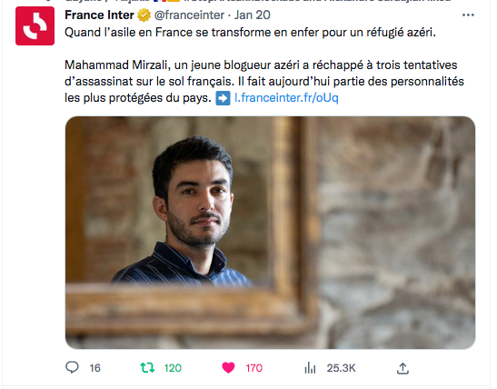 France Inter : Aliev poursuit Mahammad Mirzali jusqu&rsquo;en France