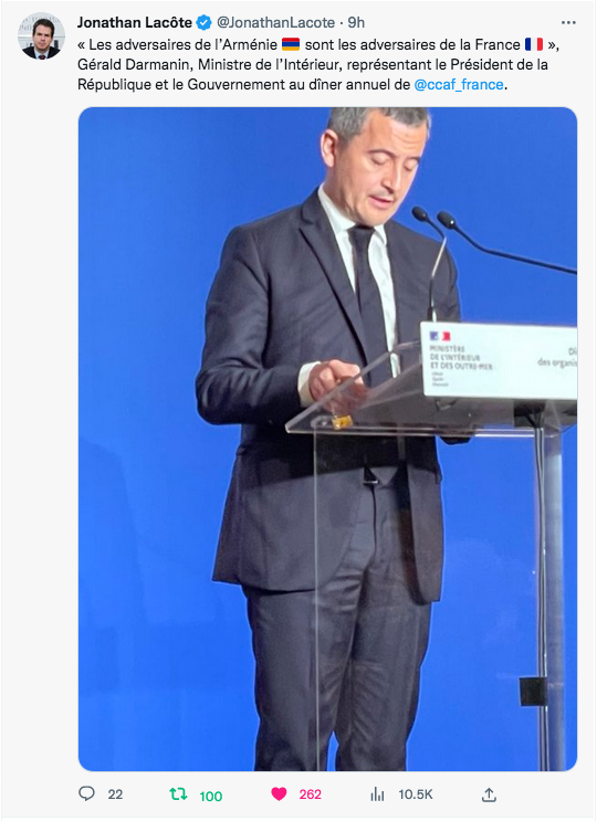 Jonathan Lacôte : Darmanin et les adversaires de l&rsquo;Arménie
