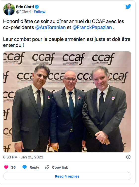 Eric Ciotti : Honoré d&rsquo;être au dîner du CCAF