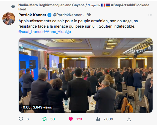Patrick Kanner : applaudissements pour les Arméniens