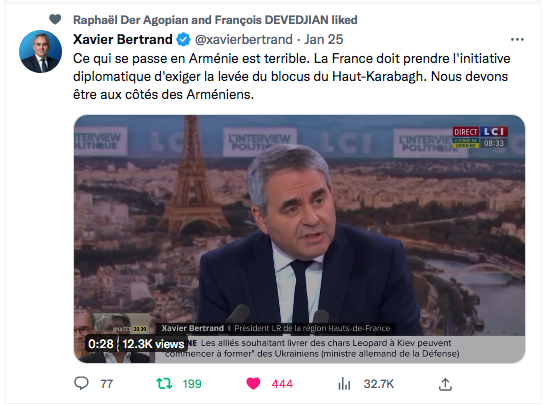 Xavier Bertrand : sur l&rsquo;Arménie à LCI