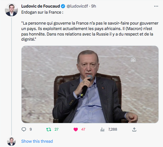 Ludovic de Foucaud : les propos d&rsquo;Erdogan sur Macron